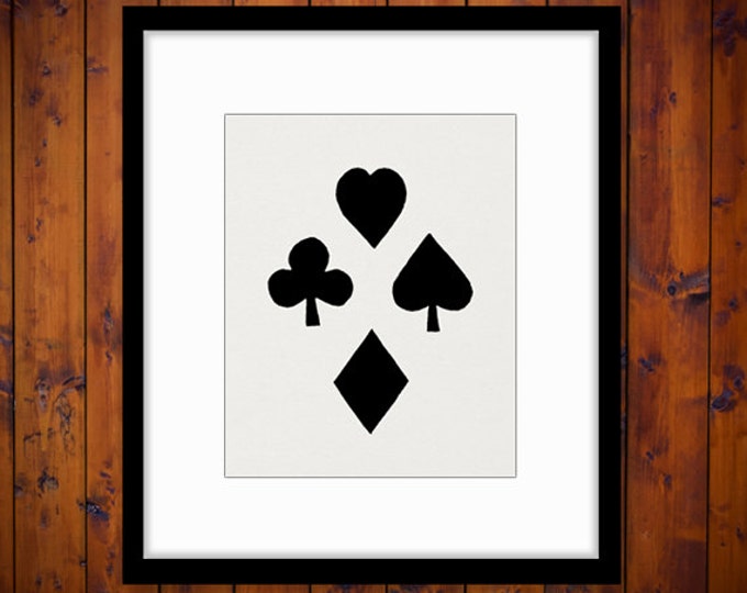 Digital Printable Poker Suits Graphic Heart Spade Diamond Club Download Image Antique Clip Art Jpg Png Eps HQ 300dpi No.2095