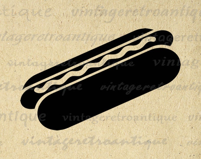 Hot Dog Image Graphic Printable Digital Download Illustration Vintage Clip Art Jpg Png Eps HQ 300dpi No.4015