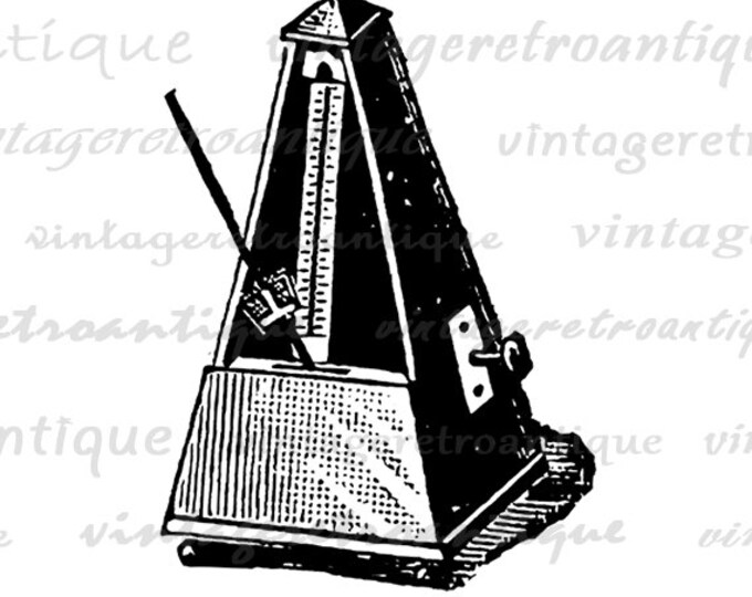 Metronome Image Graphic Download Music Digital Illustration Printable Antique Clip Art Jpg Png Eps HQ 300dpi No.1358