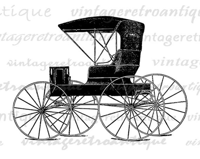 Antique Automobile Printable Graphic Download Carriage Wagon Image Digital Vintage Clip Art Jpg Png Eps HQ 300dpi No.1663