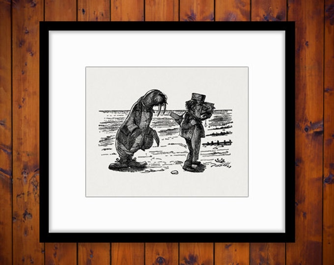 The Walrus and the Carpenter Digital Printable Download Alice in Wonderland Graphic Image Vintage Clip Art Jpg Png HQ 300dpi No.231