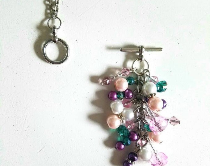 Interchangeable Pink White Purple Teal Beaded Toggle Pendant