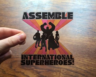 International Superheroes - Green Day / Avengers - Album Cover Parody Clear Vinyl Sticker