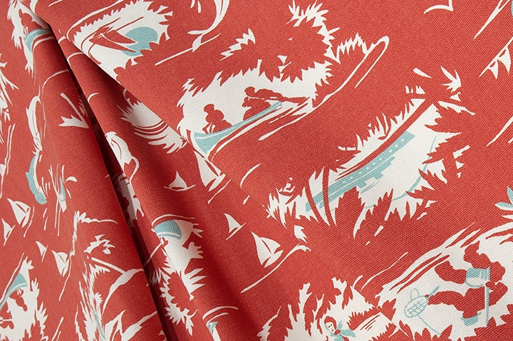 red sailboat curtains