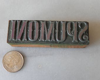 Vintage Letterpress Printing Block Spumoni
