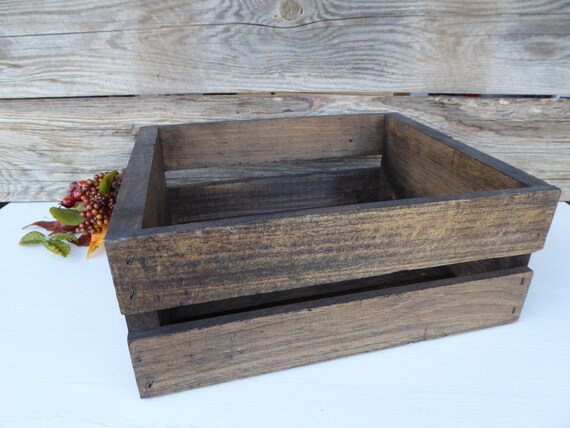 Wooden Open Slat Dark Wood Box Crate Shabby Chic Beach Home