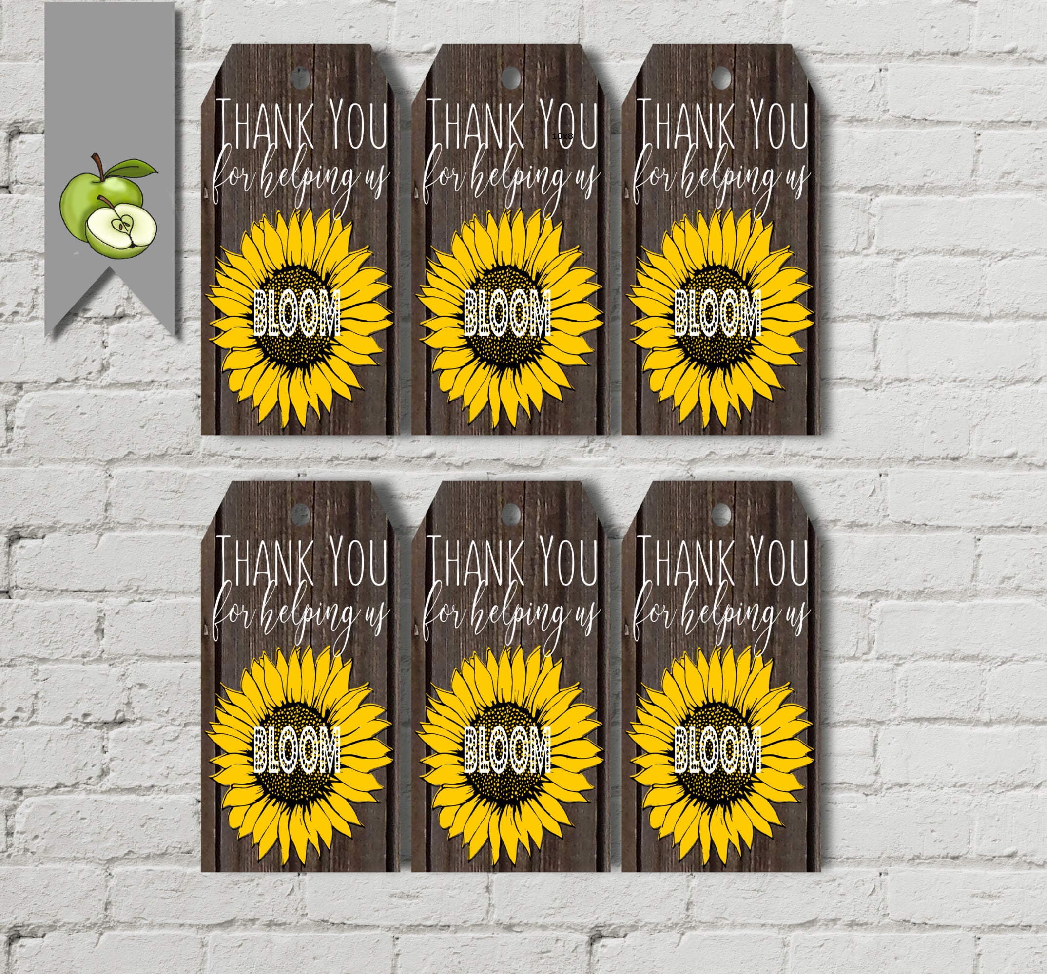 plant gift tag Teacher Appreciation SunFlower gift tag