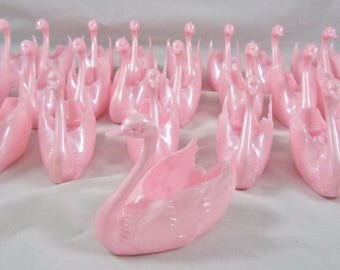 31 Pink Plastic Swans Party Favors Nut Cups Cake Toppers Baby Girl Shower