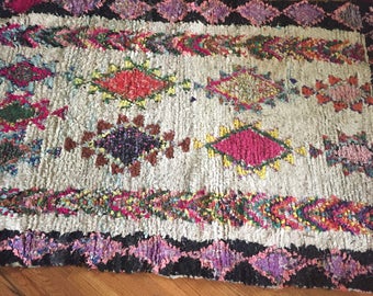 Vintage Moroccan Boucherouite Rug- colorful & bright {Pinks, Purples}