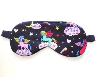 Unicorn Sleep Mask for Girls, Eye Mask Women, Pre-teen Gift, Eyeshade, Fleece Blindfold, Satin Night Face Nap, Cute Sleepmask Cotton Flannel