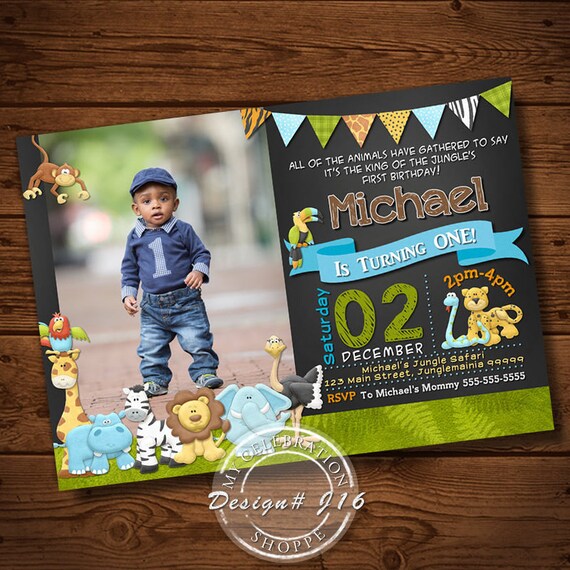 JUNGLE BIRTHDAY INVITATION Jungle Invitations Chalkboard