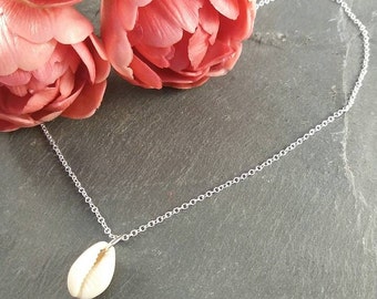 Cowrie Shell Necklace | Sterling Silver | Minimalist | Simple Jewellery | Beach Nautical Style | Gift For Her | Bridesmaid | Shell Jewellery