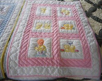 Amish Baby Quilt Embroidered Kittens
