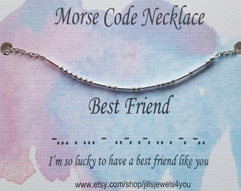 Best Friend Morse Code Necklace, Friendship Necklace, Best Friend Gift, Christmas Present, Bridesmaid Gift, Graduation Gift, Bestie