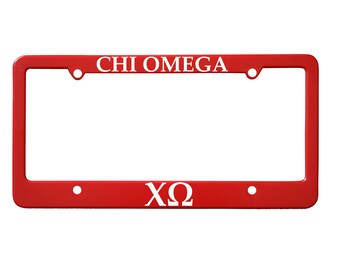 Officially Licensed Chi Omega License Plate Frame