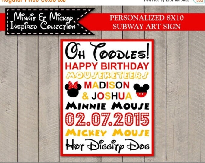 SALE PERSONALIZED Girl and Boy Mouse 8x10 or 11x14 Printable Subway Art Sign / Girl and Boy Mouse Collection / Item #2142