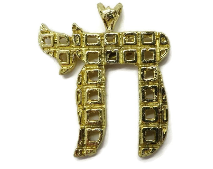 Vintage Gold Plated Sterling Silver Chai Pendant, Chanukah Gift