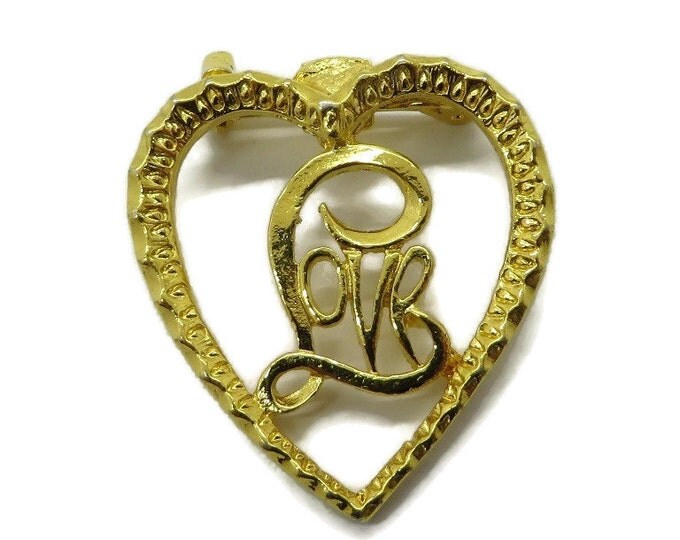 Heart Pin, Vintage Gerry's Love Heart Gold Tone Brooch Pin, Perfect Gift, Gift Box