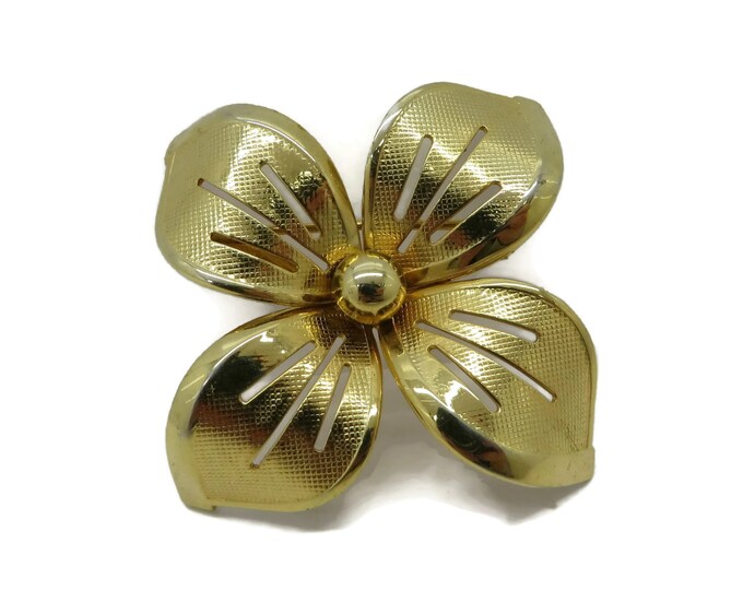 Vintage Coro Gold Tone Flower Brooch Pin