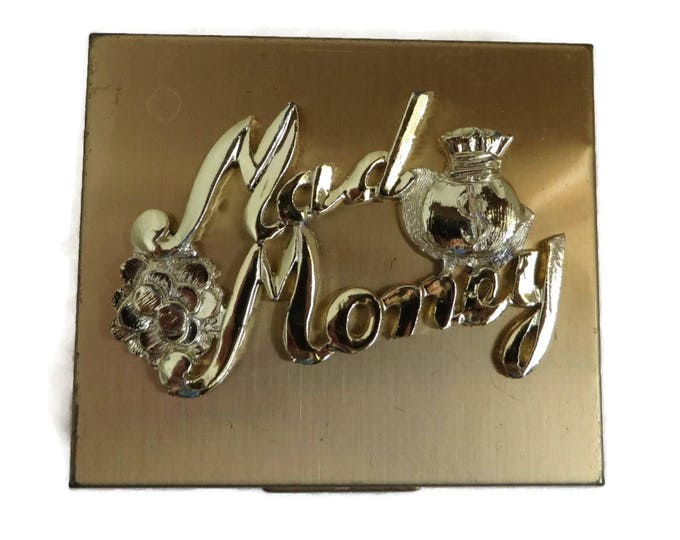 Mad Money Gold Tone Coin Compact Vintage Petty Cash Change Box Collector's Compact