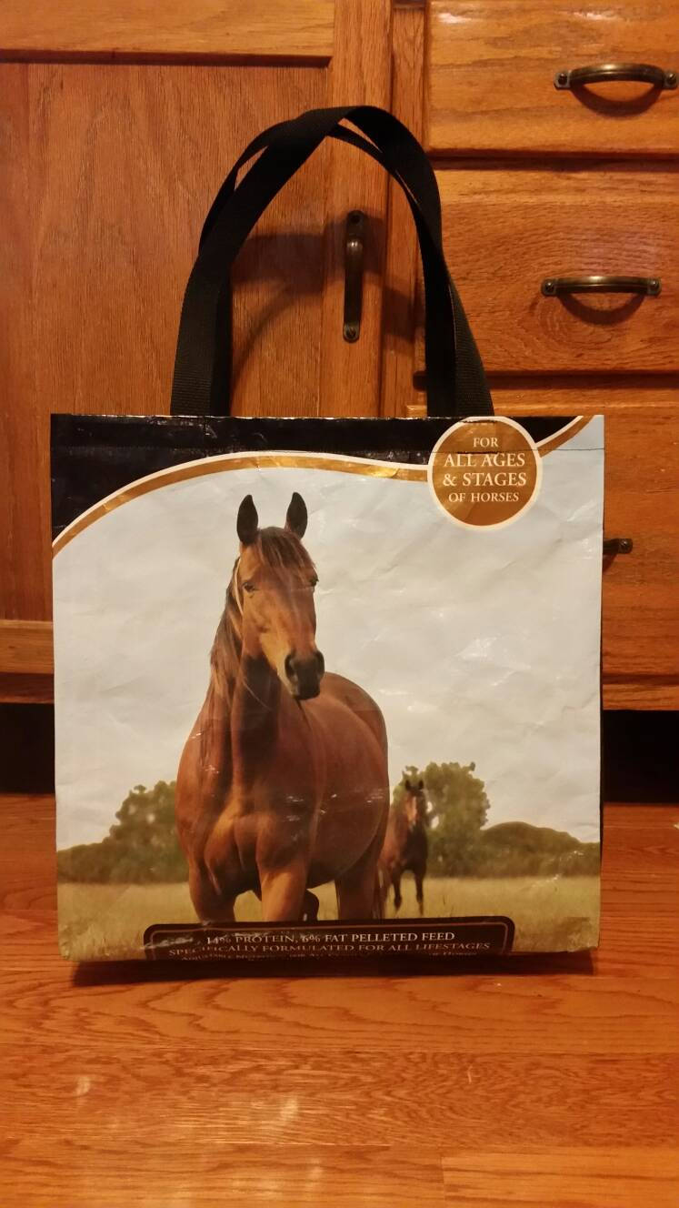 Recycled Feed Bag Tote Bag Horse Equine repurposed
