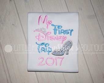 My First Disney Trip Shirt, Princess Embroidered Shirt-Cinderella Inspired Shirt- Disney Inspired Shirt, Princess Vacation 2017 Shirt-