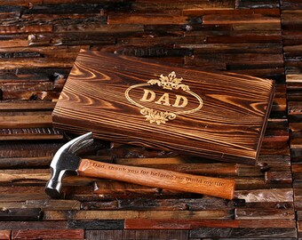 Engraved Personalized Hammer with Wood Box Customized Father of Bride Groomsmen Home Builder Construction Worker Gift, Father's Day Dad Gift