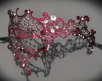 Masquerade Mask Burgundy, Masquerade Mask Women, Masquerade Mask RHINESTONES Phantom