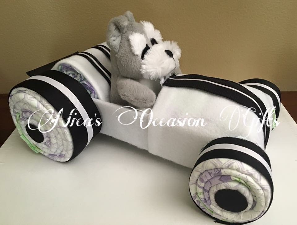 Diaper Cake Race Car by NicasOccasionGifts on Etsy