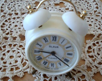 Vintage Soviet Slava Alarm Clock/ Two Bells Clock/ Mechanical Clock/ Home Décor/USSR/1980s