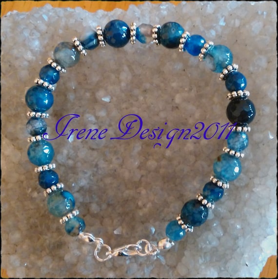 Facetted Blue Vein Agate Bracelet by IreneDesign2011