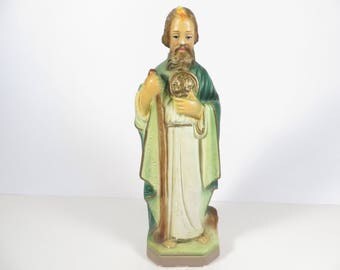 St Jude Chalkware Statue Vintage Patron Saint CS 134