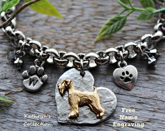 Wheaten Terrier Bracelet, Wheaten Terrier Jewelry, Free Name Engraving, Read Full Listing Details