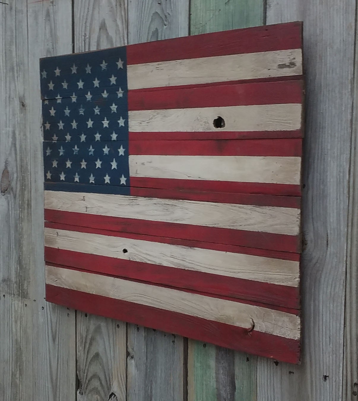 Rustic Wooden American Flag 24 X 30 inches. Made from