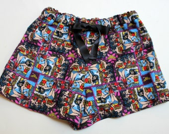 Wonder Woman Sleep Shorts. Super Hero. High quality Custom Flannel Shorts.