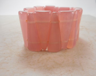 Vintage Pink Lucite Stretch Bracelet Triangle Design