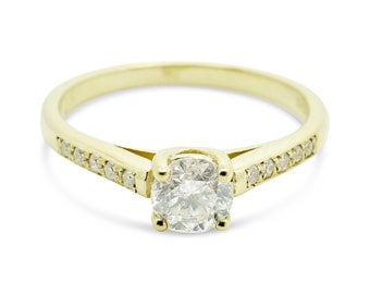 1/2 carat Engagement Diamond Ring-Solitaire diamond ring-14K Yellow Gold Ring-Women Jewelry-promise ring-Anniversary Gift-for her