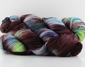 Hand dyed yarn, 100% Super Wash Merino, fingering weight, 400 yards, 'Ice Queen'
