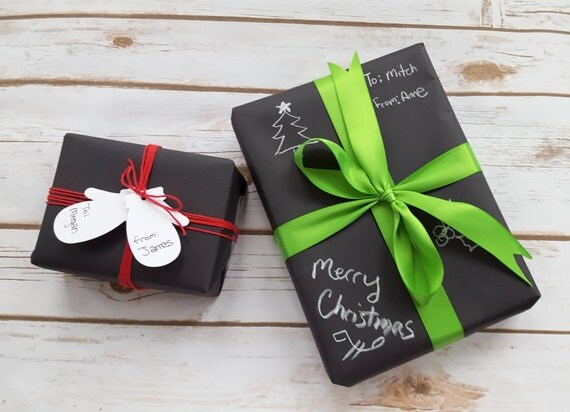 30 Feet x 2 Ft. Black Kraft Chalkboard Style Wrapping Paper Roll, Il_570xn
