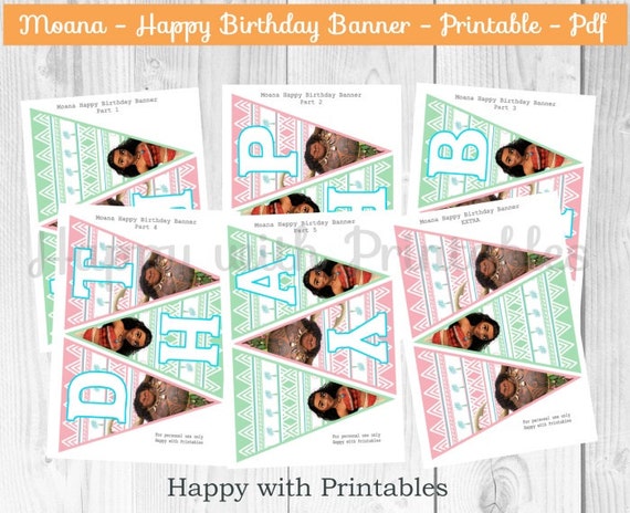 Moana Happy Birthday banner - Moana Banner - Moana party ...