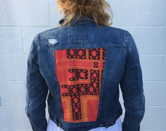 denim jean patch mirror jacket india embroidery