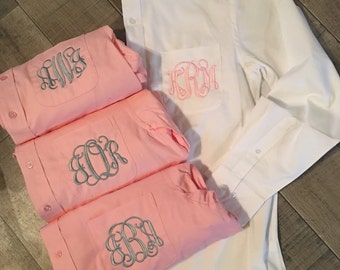 Monogrammed button down shirts, bridesmaid shirt, bridesmiad gift, wedding gift, monogrammed oxford button downs