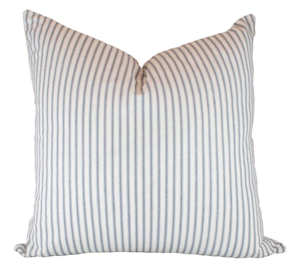 Blue Ticking Stripe Pillow Cover Premier Prints Classic