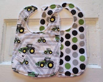 John Deere Tractor and Polka Dots Bib Set - FREE SHIPPING!!