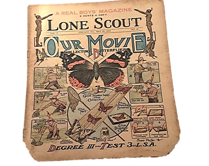 The Real Boys Magazine | Lone Scout | Our Movie Collecting Butterflies | May 20 1916 | Perry Emerson Thompson