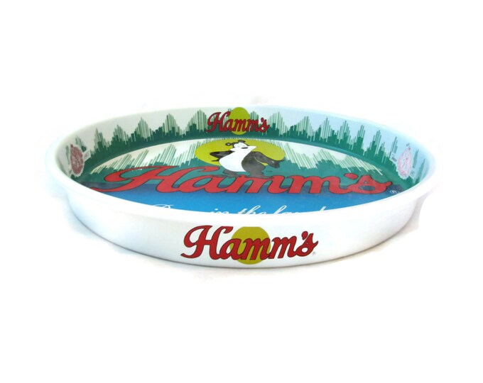 Rare Vintage Hamms Beer Metal Tray / 1981 Brewery Advertising Round Tray / Man Men Decor / Beer Memorabilia / Retro Man Cave Beer Tap