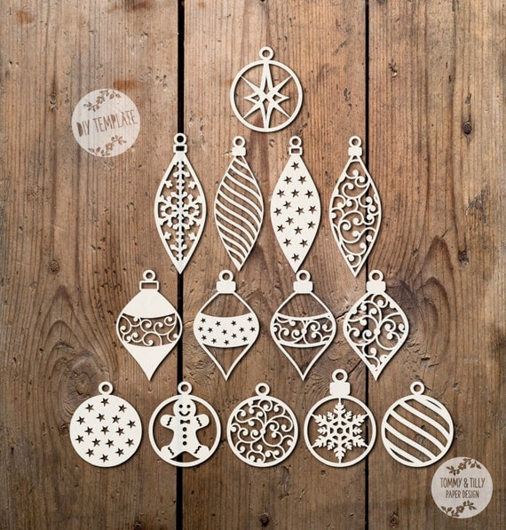 SVG / PDF Set of 14 Baubles Design Papercutting / Vinyl