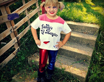 Suicide inspired Harley leggings and t shirt set kids Squad Lil miss Quinn