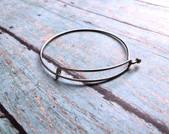 Stainless steel bangle bracelet - silver bangle bracelet, DIY charm bracelet, adjustable bracelet, bangle bracelet, DIY bangle bracelet