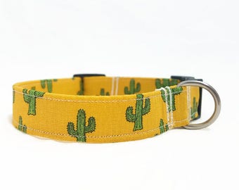 Dog Collar - "Cactus" - Ocher/Mustard Yellow - Small/Medium/Large/Extra Large Dog Collar - Hipster Dog Collar - Trendy Dog Collar - Durable